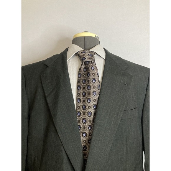 Mens Suit Jacket Blazer Sport Coat 43R 47" Gray Stripe Wool Hart Schaffner Marx - Picture 1 of 12